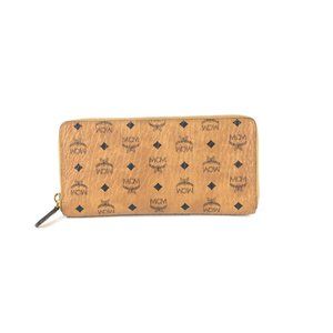 MCM Cognac Visetos Zip Around Wallet